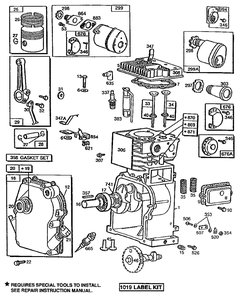 Cylinder,crankcase,cylinder Head Diagram and Parts List for 80202-1722-01  Briggs and Stratton Engine